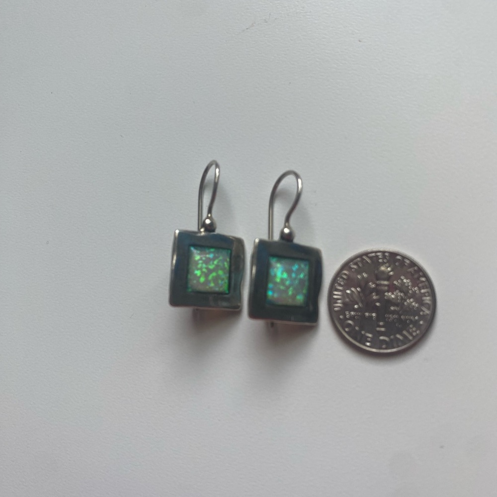 Elegant Silver and Blue Opal Earrings - Picture 8 of 8